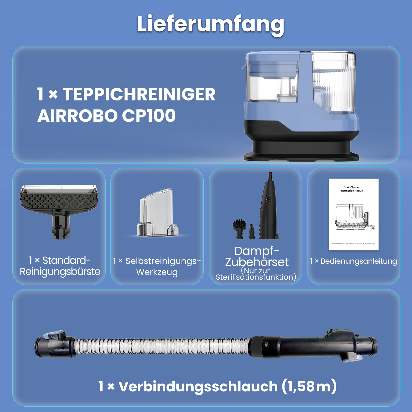 AIRROBO CP100 All-in-One Fleckenreiniger mit Dampfdesinfektion