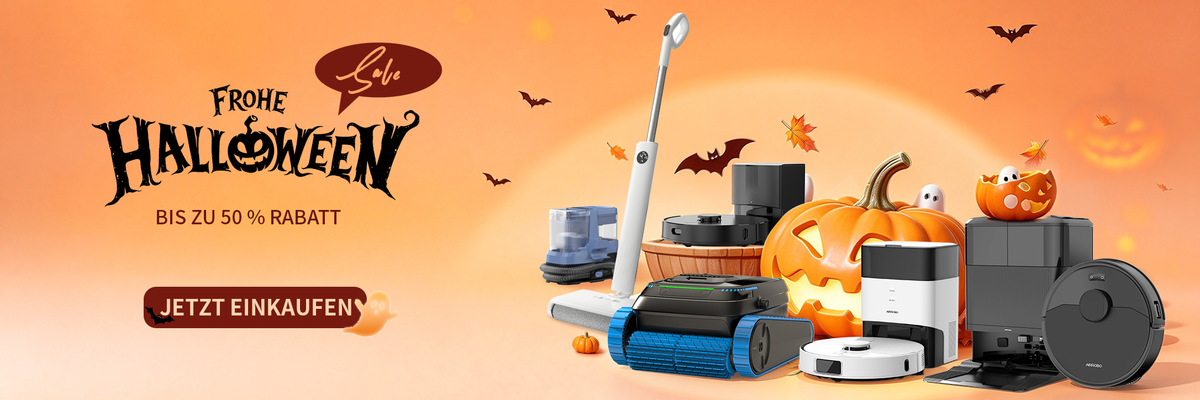 AIRROBO  Frohes Halloween: M2, L60+, CP100, VM20, Q20+, CP40 und CP400. Für dein Zuhause und deinen Pool.